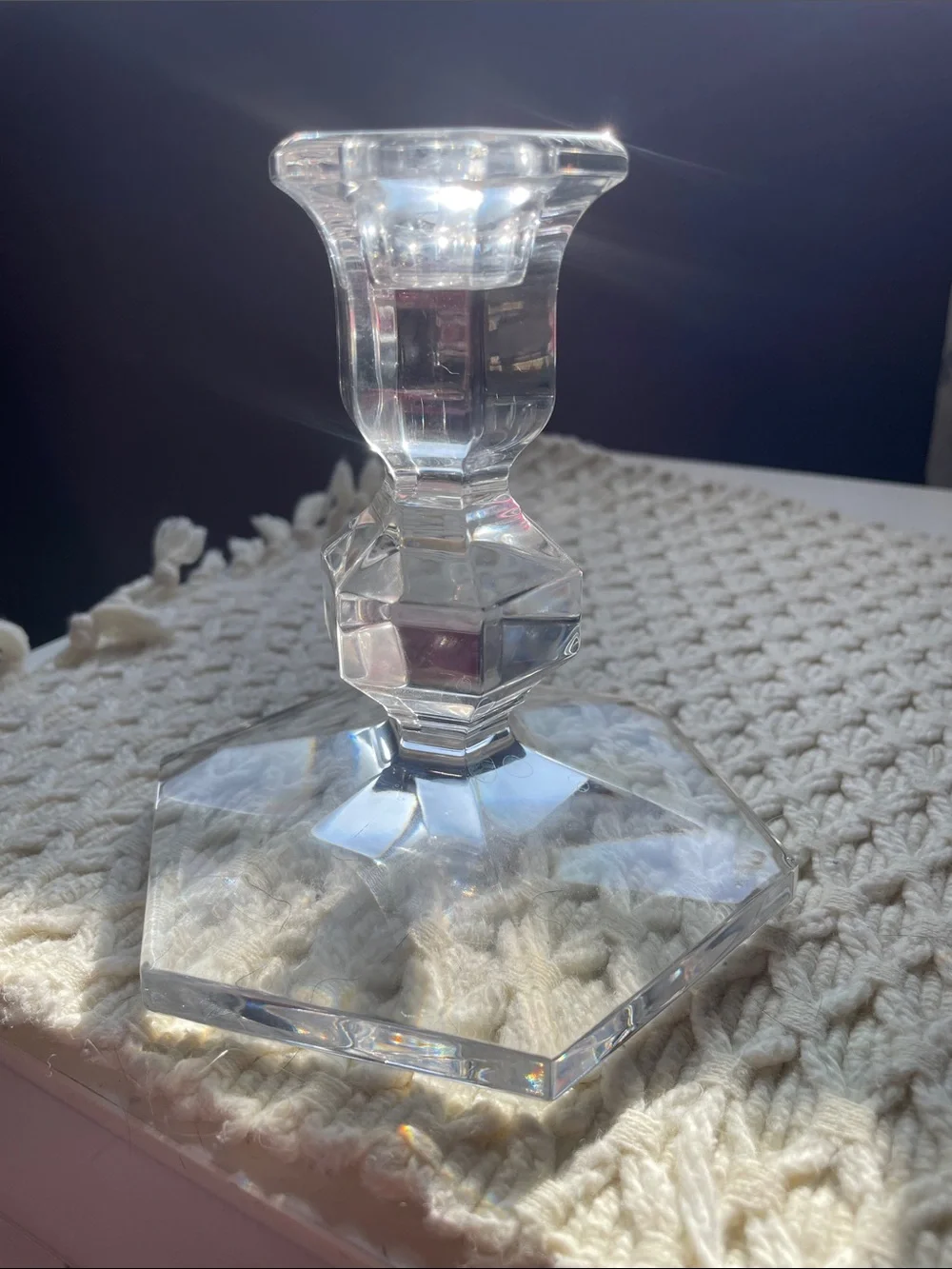 VTG VAL ST LAMBERT CRYSTAL CANDLEHOLDER